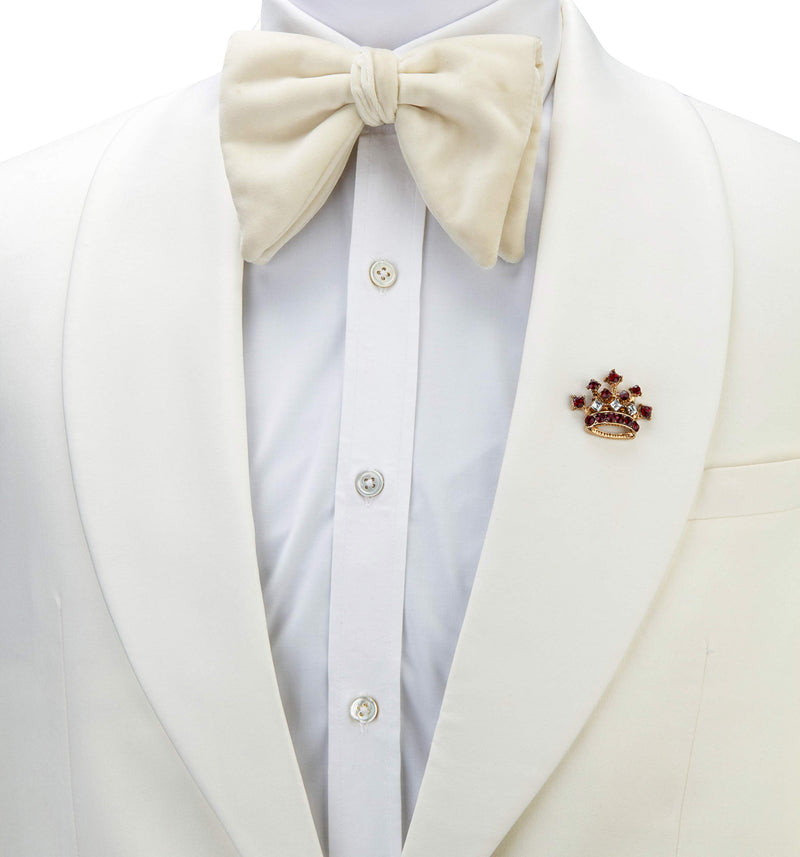 [Australia] - Knighthood Gold Crown With Maroon Stone Detailing Lapel Pin Brooch for Men 