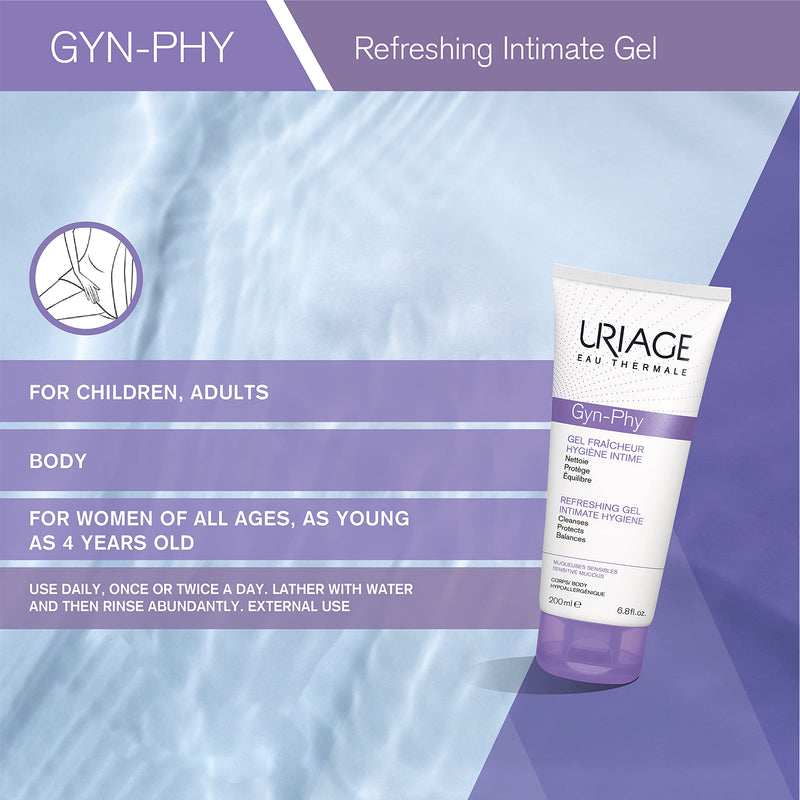 [Australia] - URIAGE Gyn Phy Refreshing Intimate Gel | Soap Free, Paraben-Free & Dermatologist Tested Feminine Wash to Gently Clean, Protect and Balance Even the Most Sensitive Skin 6.8 Fl Oz 