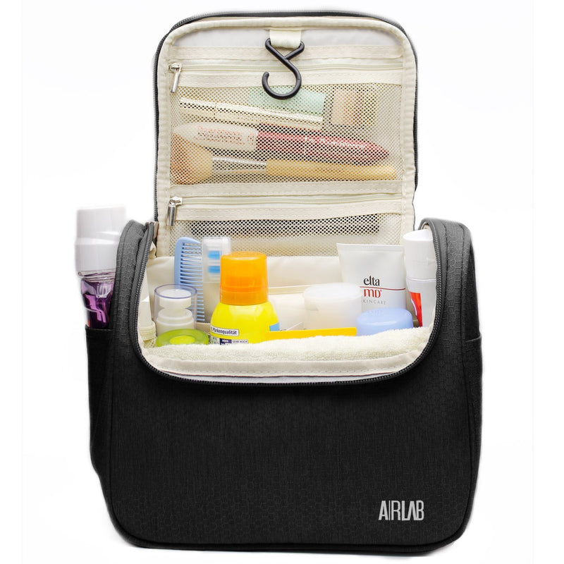 [Australia] - Toiletry Bag for Women, Airlab Hanging Large Travel Makeup bag/Cosmetic Bag with Handle and Hook, Travel Organizer for Men and Women Black 