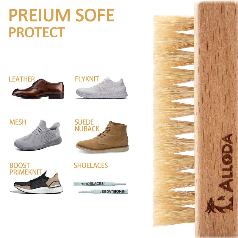 [Australia] - Shoe Cleaning Brush/Scrub Brush by Alloda - [Upgrade] Protect Double Sided Soft & Hard Sneaker Cleaner Brush by 100% Boar & Nylon bristle 