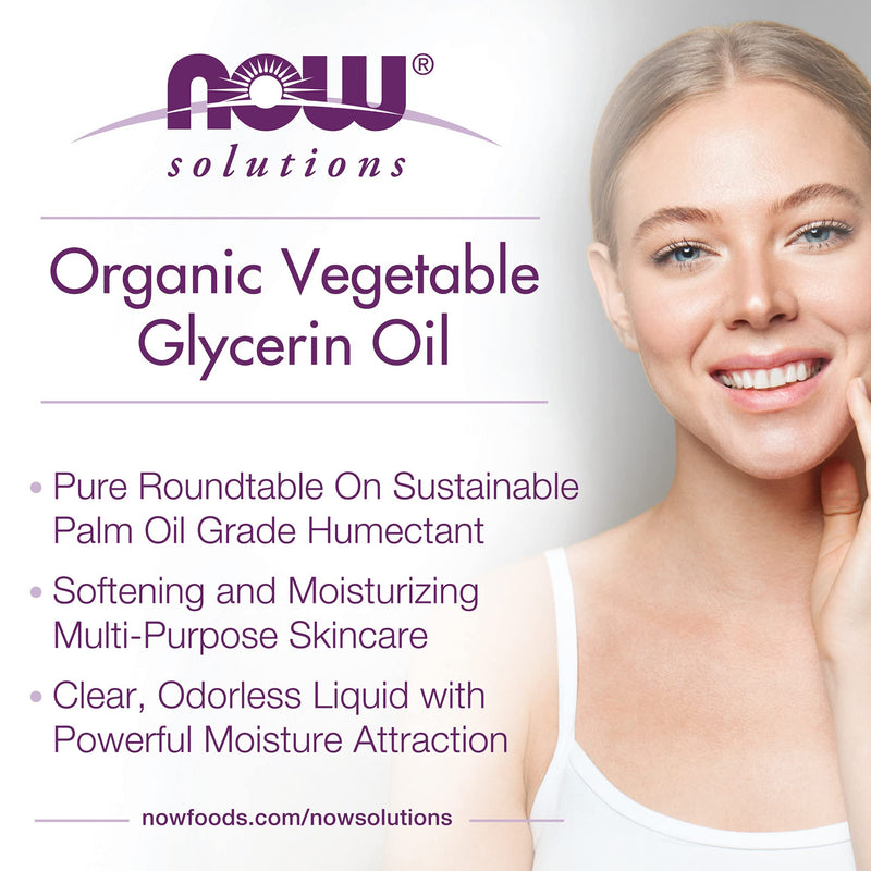 [Australia] - NOW Solutions, Organic Vegetable Glycerin Oil, 100% Pure, Softening and Moistrizing Multi-Purpose Skin Care, 8-Ounce 