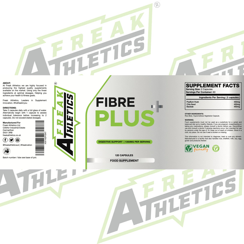 [Australia] - Fibre Plus by Freak Athletics - Daily Fibre Supplement - Premium Fibre Capsules with Psyllium Husk, Chia Seed, Baobab Fruit 