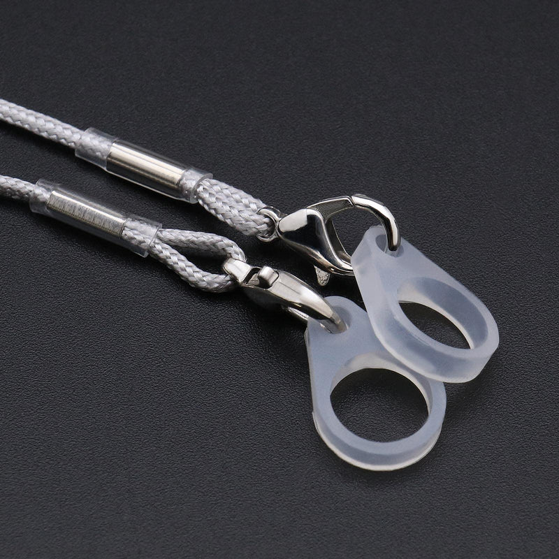 [Australia] - Hearing Aid Clip Anti-Lost Lanyard Safety Retainer for Adults and Kids with 3 Assorted Sizes Silicone Loops & 1PCS Plastic Storage Box Grey 