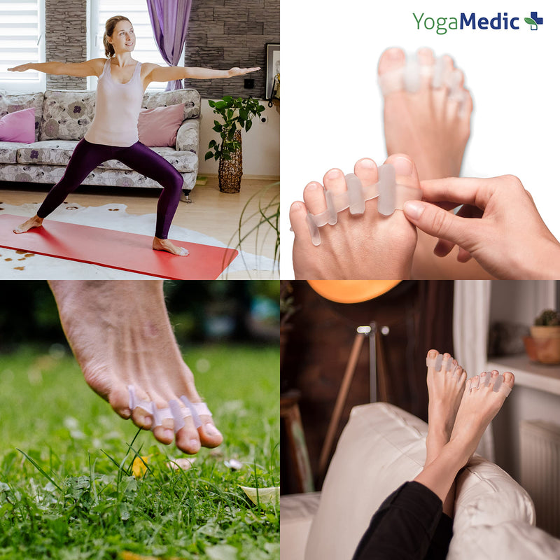 [Australia] - YogaMedic® Toe Separators for Overlapping Toes [6Pcs] to Relax Toes, Improved Gel Silicone, 0% BPA, One-Size, Spreader 