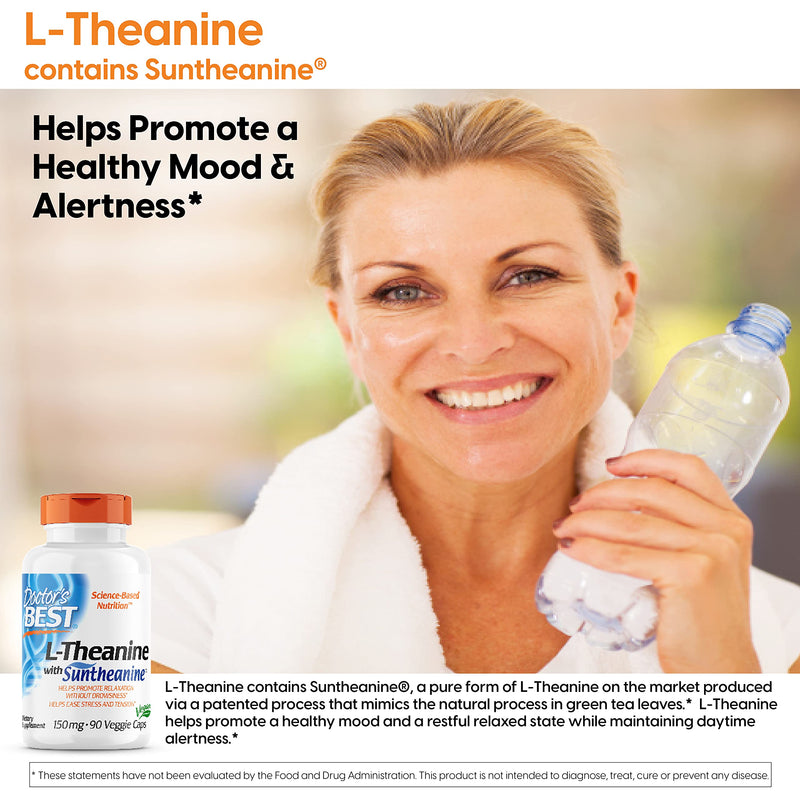 [Australia] - Doctor's Best L-Theanine Contains Suntheanine, Helps Reduce Stress & Sleep, Non-GMO, Gluten Free, Vegan, 150 mg 90 Veggie Caps (DRB-00197) 