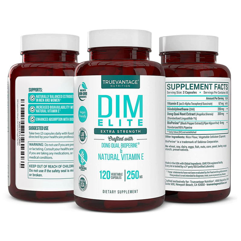 [Australia] - DIM Supplement 250mg (Diindolylmethane)-Plus Dong Quai, Natural Vitamin E & BioPerine - Supports Menopause Relief, PCOS Treatment & Hormonal Acne -Hormone Balance Support for Women and Men-Veggie Caps 