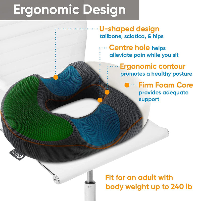 [Australia] - Donut Cushion Haemorrhoids Pillow – 100% Memory Foam Cushions with Non-Slip Bottom – Doughnut Ring To Sit On - Orthopedic Firm Seat for Home, Office, Wheelchair – Coccyx Pain Pressure Relief 1 