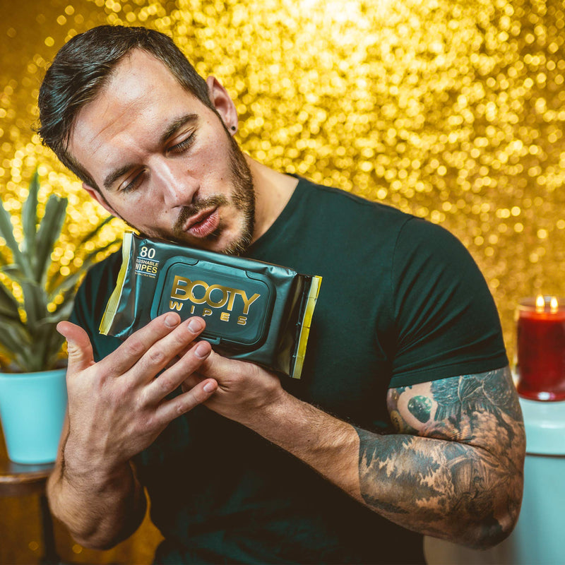 [Australia] - BOOTY WIPES for Men - 80 Flushable Wipes for Adults, Wet Wipes for Men (80 Wipes Total - 1 Flip-Top Pack of 80) pH Balanced, Infused with Vitamin-E & Aloe 
