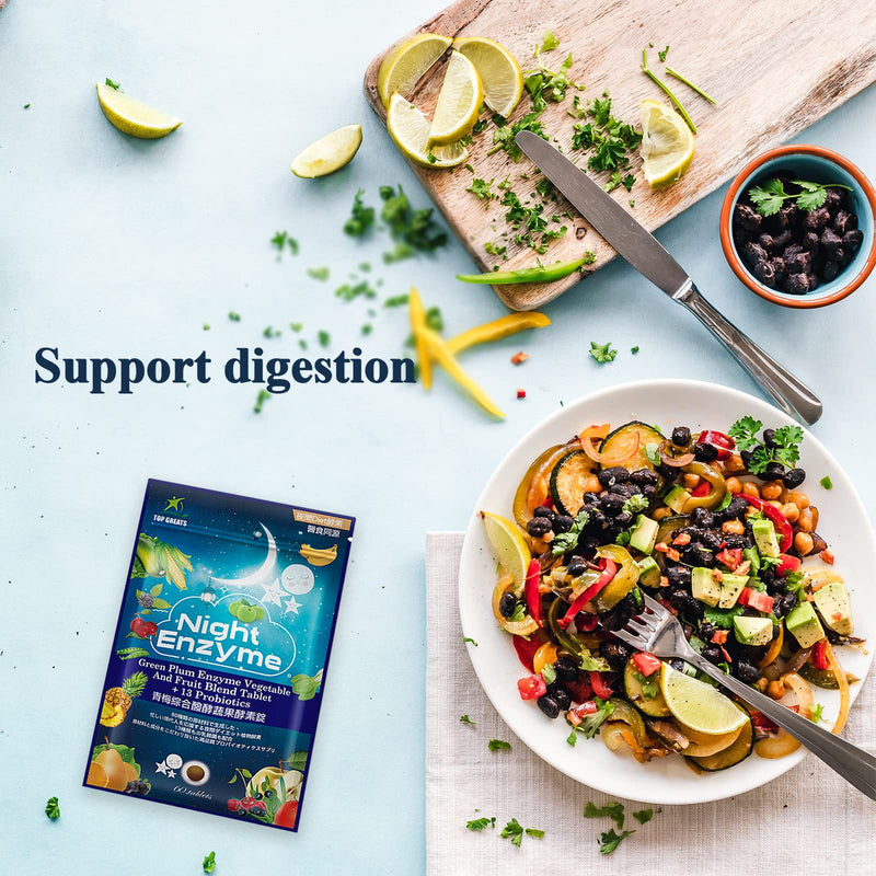 [Australia] - Top Greats Night Enzyme, Multiple Digestive Enzymes, Green Plum Enzymes with 13 Probiotics Supplement for Better Digestion, Sleep Quality, Stay fit and Relief Bloating,60 Tablets 60 Count (Pack of 2) 