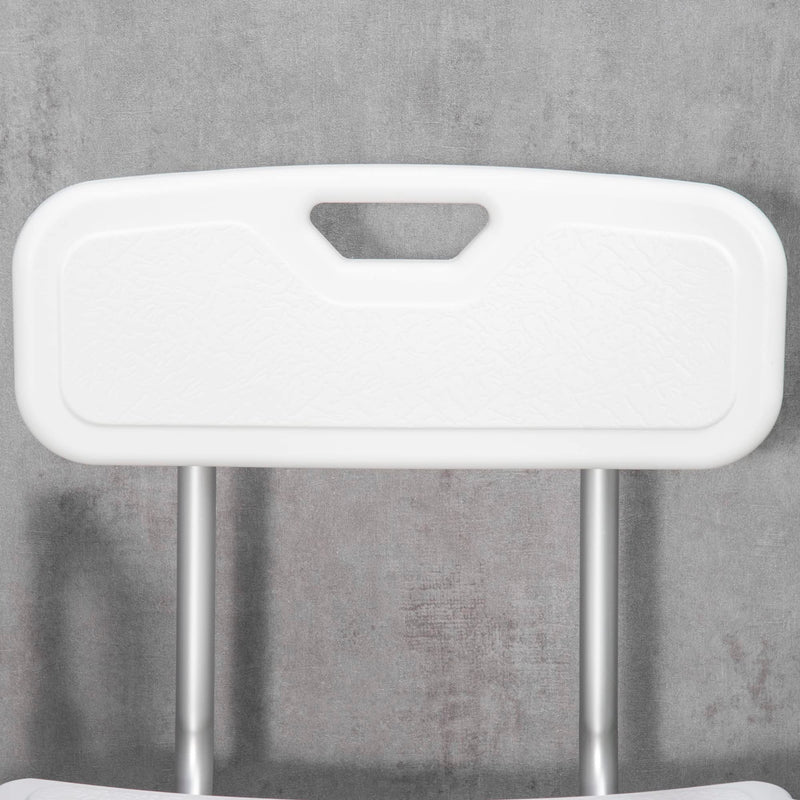 [Australia] - HOMCOM Shower Chair for the Elderly and Disabled, Height Adjustable Shower Stool with Back and Flipped Padded Arms, Suction Foot Pads, White 