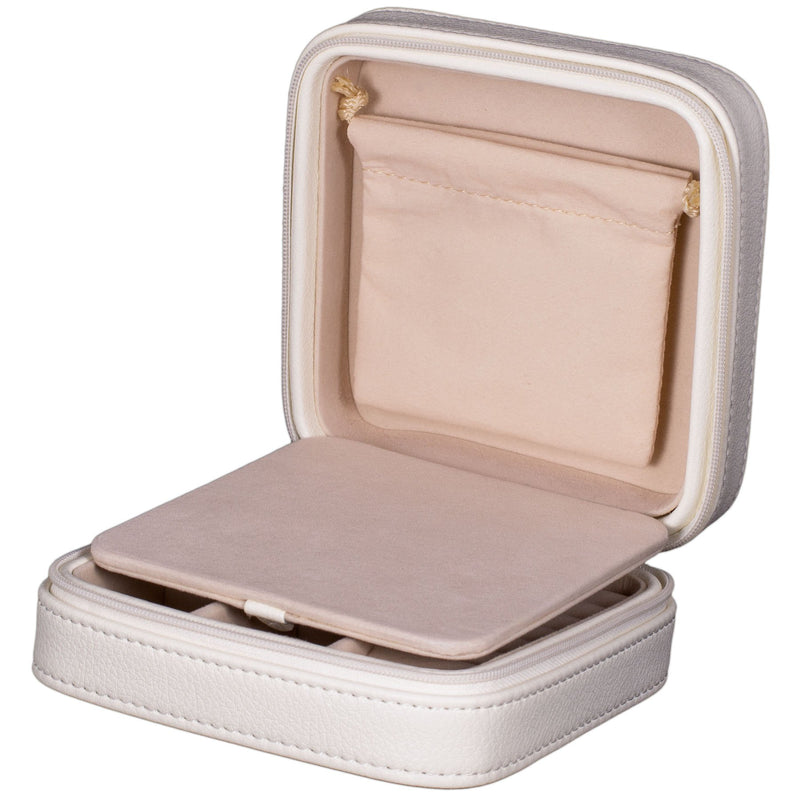 [Australia] - Mele & Co. Dana Travel Jewelry Case in Faux Leather (Ivory) Small Ivory 