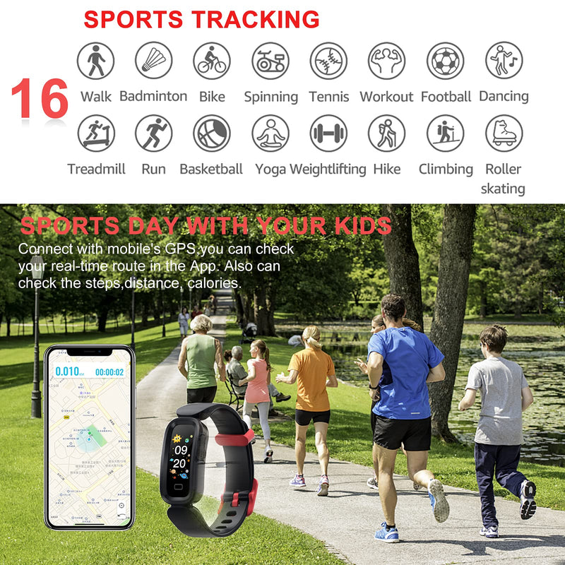 [Australia] - 24HOCL Smart Watch for Kids Girls Boys, Activity Fitness Tracker with Heart Rate Sleep Monitor Alarm Clock Sedentary Drink Water Reminder Watch for Kids 5+ Birthday Christmas New Year Best Gifts Black 