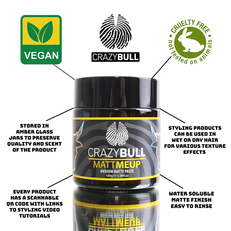 [Australia] - Crazy Bull MattMeUp Matte Finish Medium Hold Styling Paste 100g 