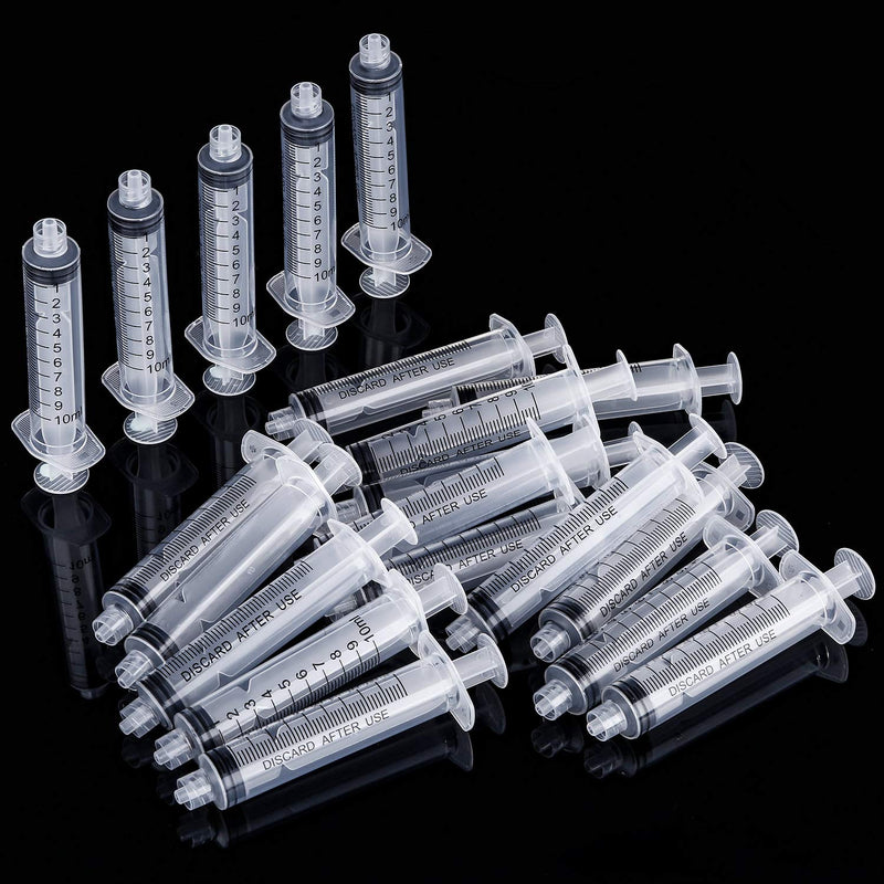 [Australia] - 20 Pack Syringe Luer Lock, Syringe Without Needle, Plastic Curved Syringes for Epoxy Resin, Craft, Scientific Labs, Feeding Pets Animals, Oil or Glue Applicator (10 ML) 