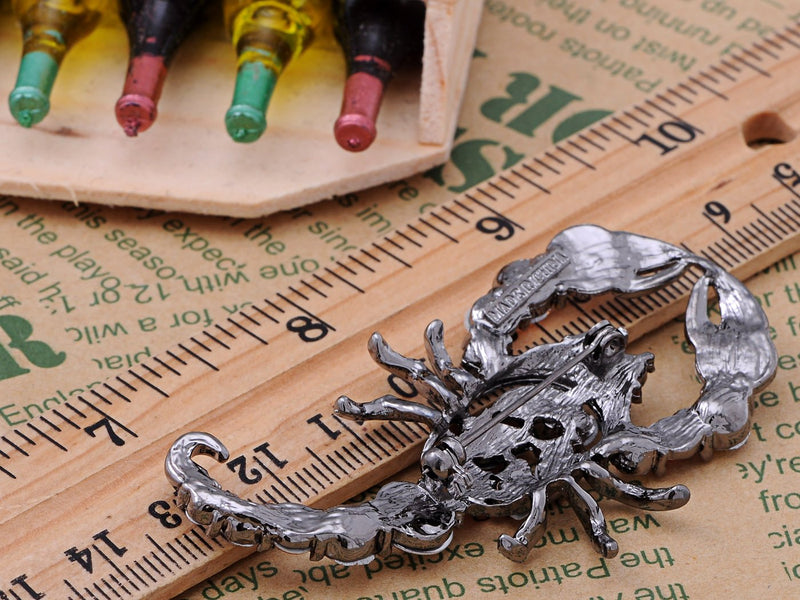 [Australia] - Alilang Metallic Colorful Pink Cat-Eye Beaded Scorpion Insect Costume Jewelry Pin Brooch 