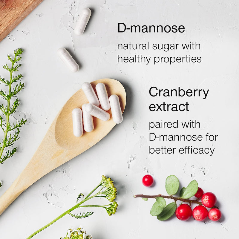 [Australia] - D-Mannose with Cranberry Capsules - 1000mg D Mannose & Cranberry Extract per Serving - 120 Tablets - UK Made & Vegan - High Strength Natural Dmannose Supplement for Women and Men 