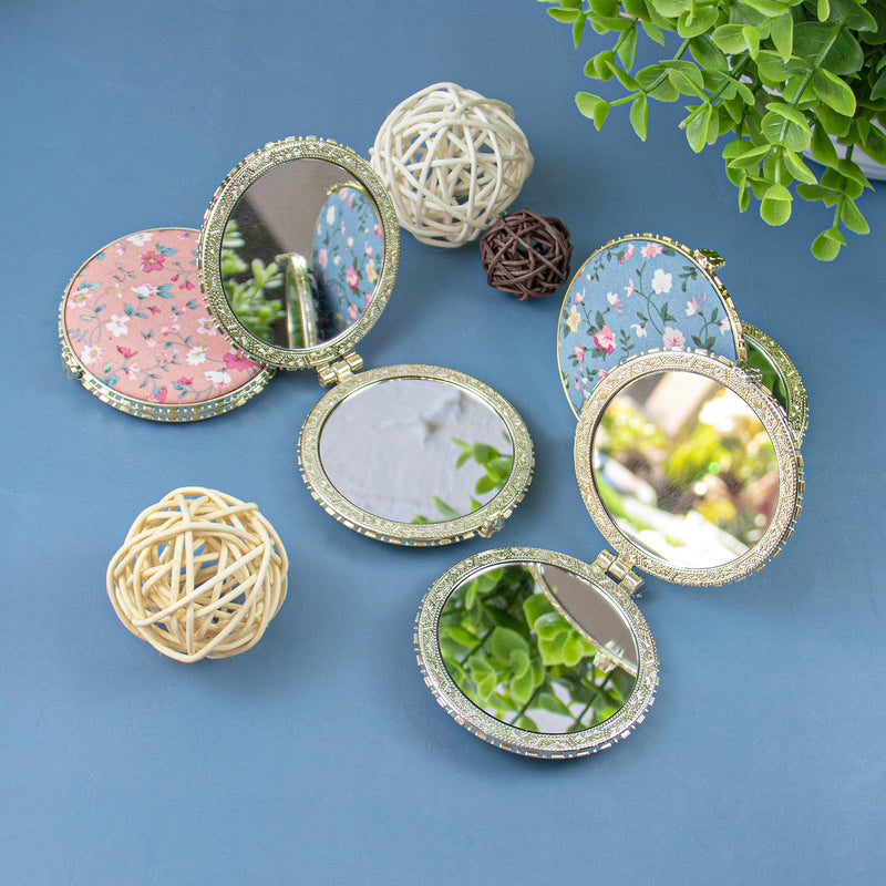 [Australia] - AUEAR, 4 Pack Retro Floral Makeup Compact Mirror Small Pocket Purse Mirrors Beauty Handheld Folding Portable Travel Mirror for Women Girls Lady 
