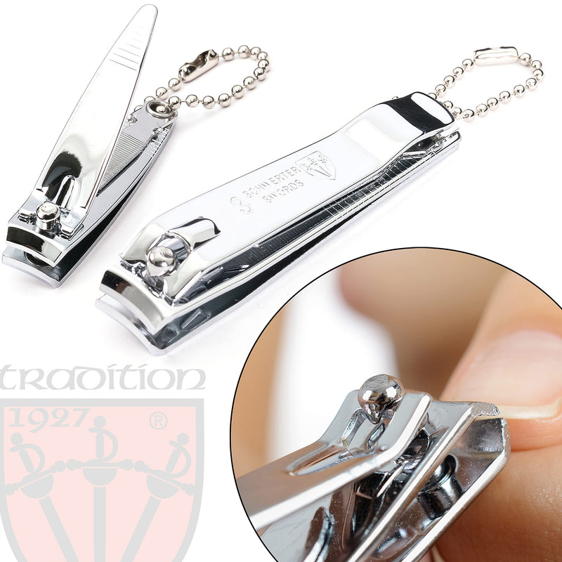 [Australia] - 3 Swords Germany - brand quality 2 piece manicure pedicure grooming kit set FINGER & TOE NAIL CLIPPER in synthetic leather case - Made by 3 Swords (6721) SILVER 