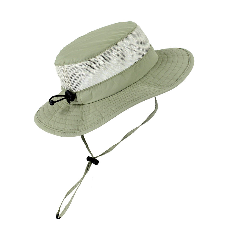 [Australia] - Foldable Boonie Fishing UV Sun Hat w/Vented Mesh, Hiking & Outdoor Cap, SPF 50+ Small-Medium Light Olive 