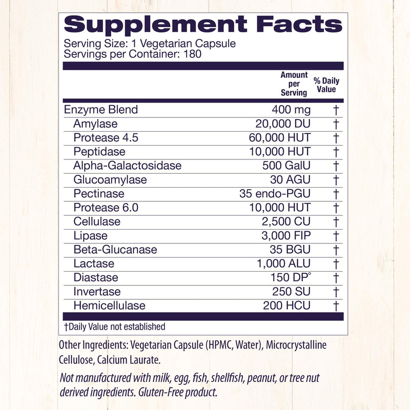 [Australia] - Healthy Origins Digestive Enzymes (Broad Spectrum, Non-GMO), 180 Veggie Caps, White 180 Count (Pack of 1) 