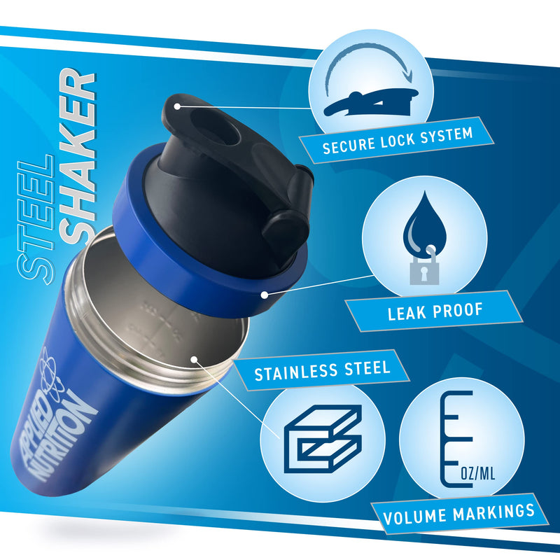 [Australia] - Applied Nutrition Metal Protein Shaker - Sports Supplements Stainless Steel Shaker, Metal Shaker Bottle, Durable & Lightweight (750ml) 