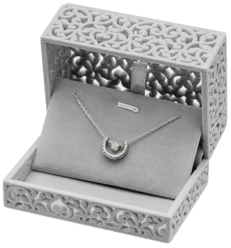 [Australia] - Hollow Velvet Necklace Pendant Gift Box/Jewelry Box (Gray) Gray 