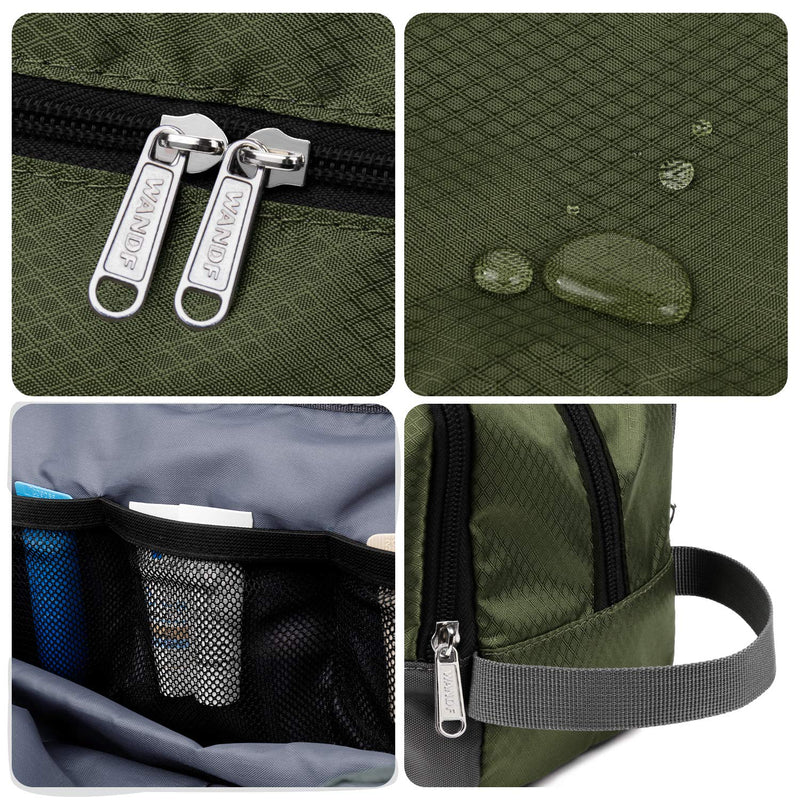 [Australia] - Toiletry Bag Small Nylon Dopp Kit Lightweight Shaving Bag for Men and Women (Army Green) Army Green 