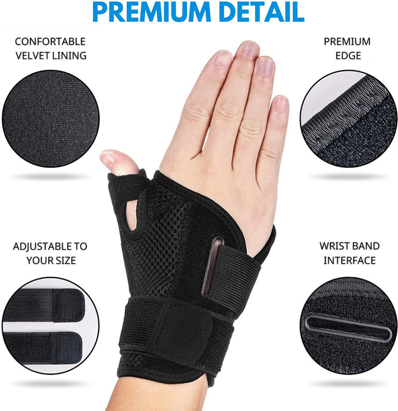 [Australia] - DropSky [4 Pieces] Gel Wrist Thumb Support Braces Soft Waterproof, Relief Pain Carpal Tunnel, Arthritis Thumb, Fits Both Hands, Lightweight, Therapy Rubber-Latex, Stabilizer Support (Fabric Black) 