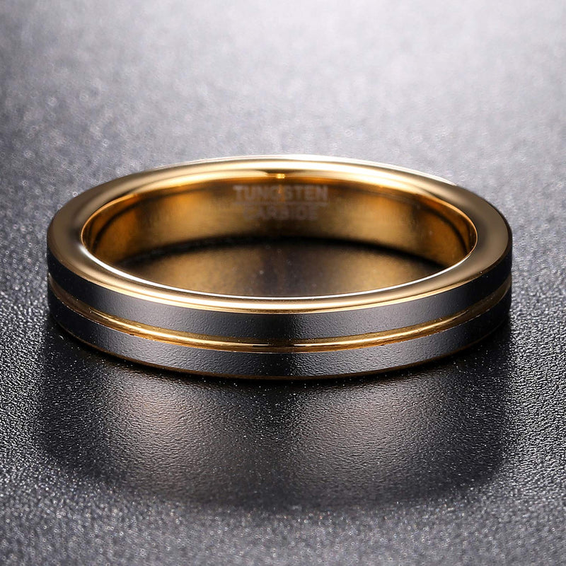 [Australia] - TUNGSTORY 4mm Groove Tungsten Rings for Men Women Silver Gold Two Tone Wedding Bands Comfort Fit Size 6-11 