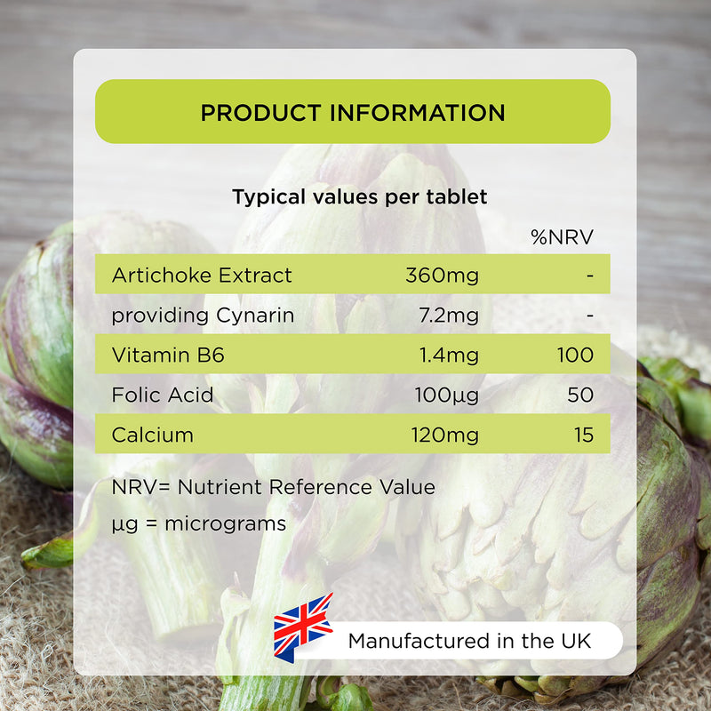 [Australia] - Healthspan Artichoke Extract 360mg (120 Tablets) | High Strength Vegan Artichoke Tablets with 7.2mg of Cynarin | with Calcium, Folate & Vitamin B6 | Supports Digestive Health | Vegan 