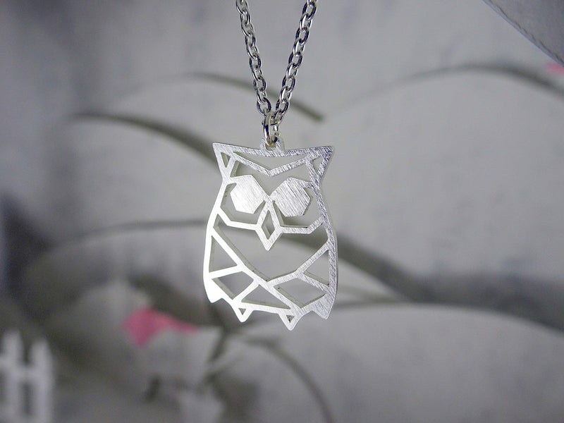 [Australia] - La Menagerie Owl Silver Origami Jewelry & Silver Geometric Necklace – 925 Sterling Plated Silver Necklace & Owl Necklaces for Women – Owl Necklace for Girls & Origami Necklace 