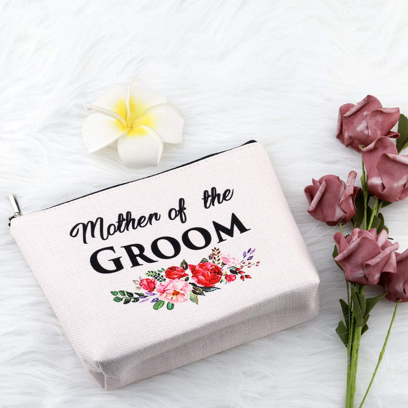 [Australia] - PXTIDY Mother of The Groom Gifts Bridal Shower Makeup Bag Wedding Favor Gifts Cosmetic Bag Gift For Mother of The Groom From Bride (beige) beige 