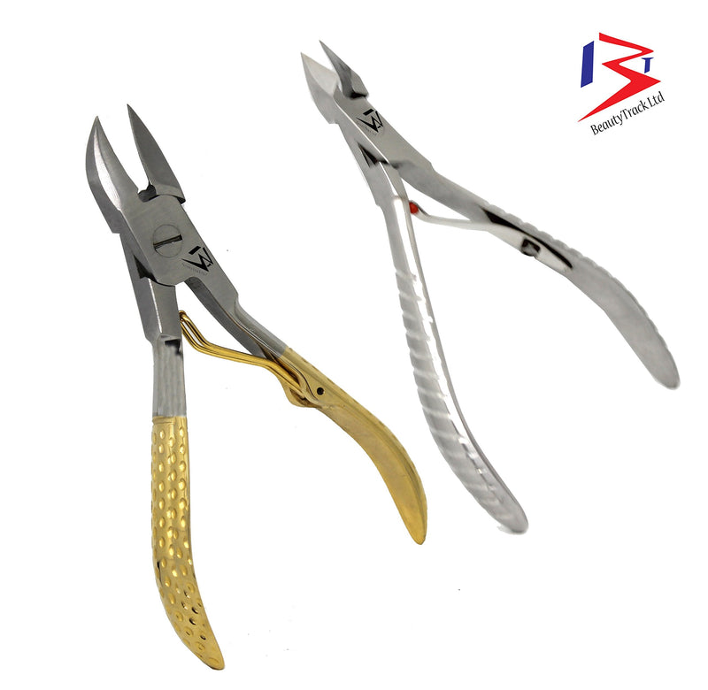 [Australia] - Ingrowing Toenail Clippers Cutter - Fast Pain Relief, Manicure Pedicure Instruments - Thick toenail cutter set - Cuticle nail nipper - Nail Cutter Gold handle 