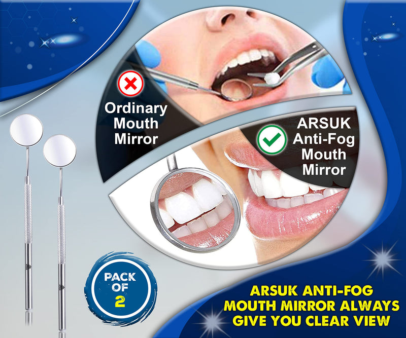 [Australia] - ARSUK Tooth Dental Mirror for Mouth - Dentist Mirror Tool with Stainless Steel Handle - Oral Teeth Inspection Mirror - Dental Instruments (2) 2 