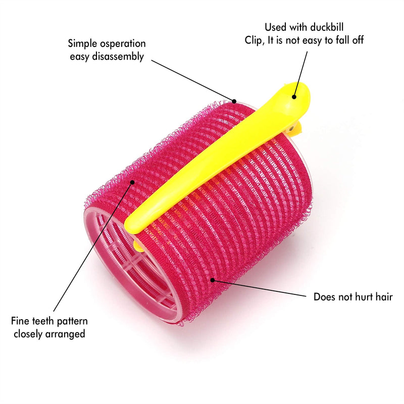 [Australia] - KHEERANA 30 Pieces Hair Rollers - 18 Self Grip Rollers, 12 Duckbill Clips - Salon Hairdressing Hair Curlers 44mm, 36mm And 25mm for Curling and Hair Styling (Rollers+Clips) (30 PCS) 30 PCS 