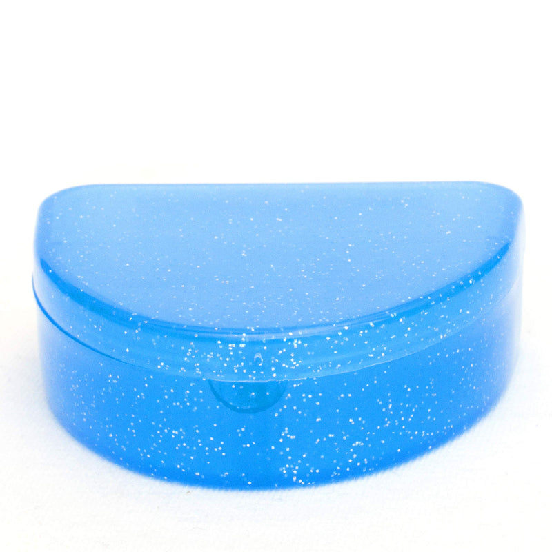 [Australia] - Slim Orthodontic Dental Case - Colour & Glitter Choices for Retainers, Bleaching Trays, Dentures & More (Glitter Blue) 
