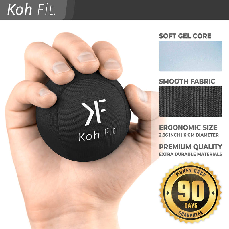 [Australia] - Koh Fit Stress Ball Multipacks for Adults - Stress Reliever Squeeze Balls - for Hand Therapy and Stress Relief Black, Gray & White (3 Balls) 