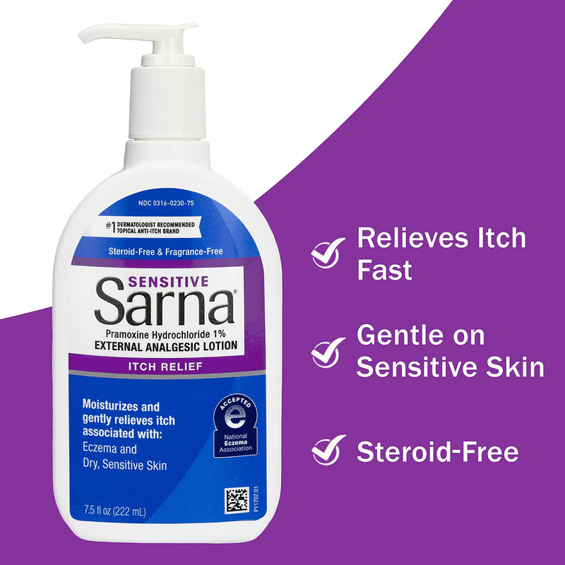 [Australia] - Sarna Sensitive Steroid-Free Anti-Itch Lotion for Dry Irritated Skin, Fragrance free - 7.5 Fl Oz 