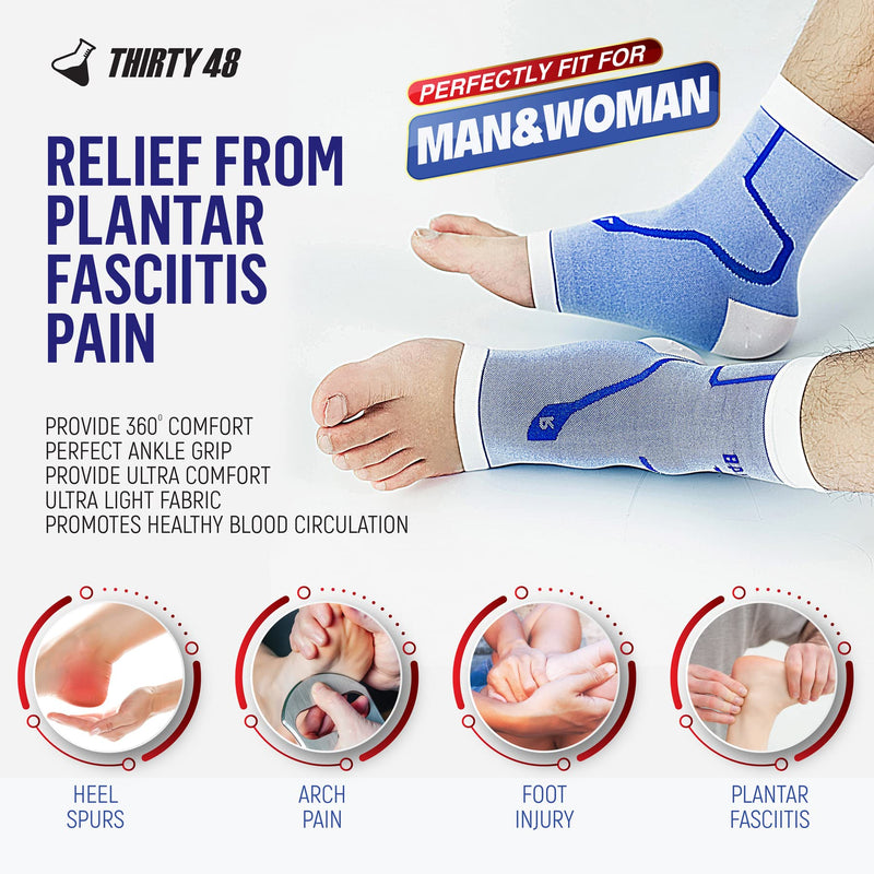 [Australia] - Thirty48 Plantar Fasciitis Compression Socks(1 or 2 Pairs), 20-30 mmHg Foot Compression Sleeves for Ankle/Heel Support, Increase Blood Circulation, Relieve Arch Pain, Reduce Foot Swelling Black (1 Pair) Small 
