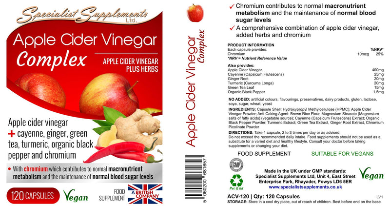 [Australia] - Specialist Supplements Apple Cider Vinegar Complex, 120 Capsules 
