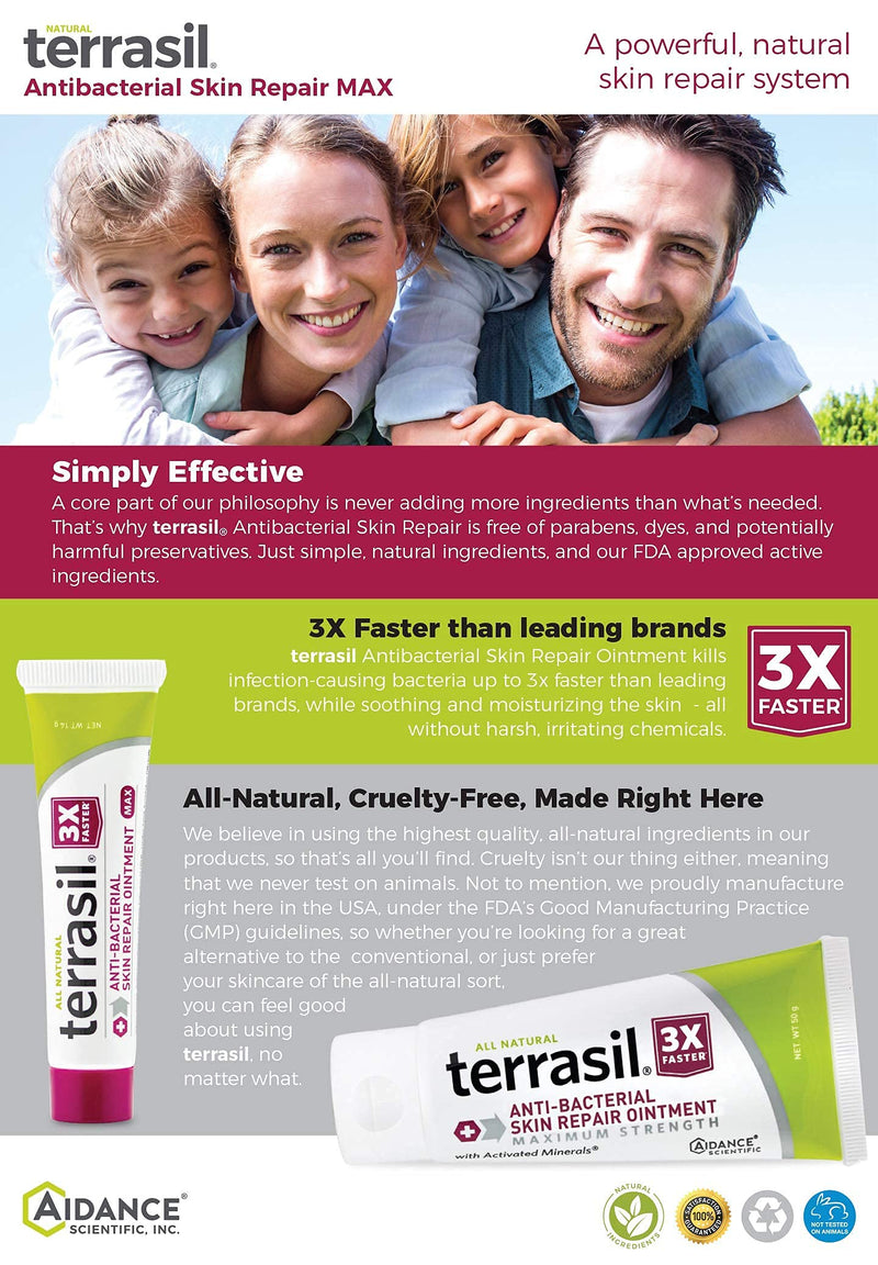 [Australia] - Antibacterial Skin Repair MAX 3X Natural Ingredients for Treatment of Fissures Folliculitis Angular Cheilitis Impetigo Chilblains Lichen Sclerosus Boils Cellulitis by Terrasil (50gm) 