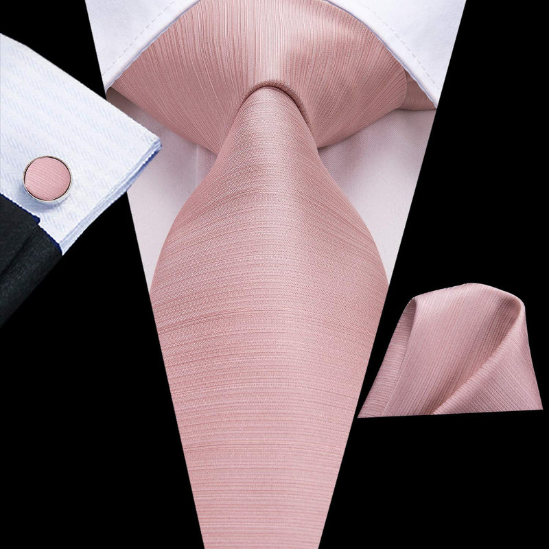 [Australia] - Dubulle Mens Tie Set Solid Paisley Necktie for Men Pocket Square Cufflinks Formal Silk A-rose Gold 