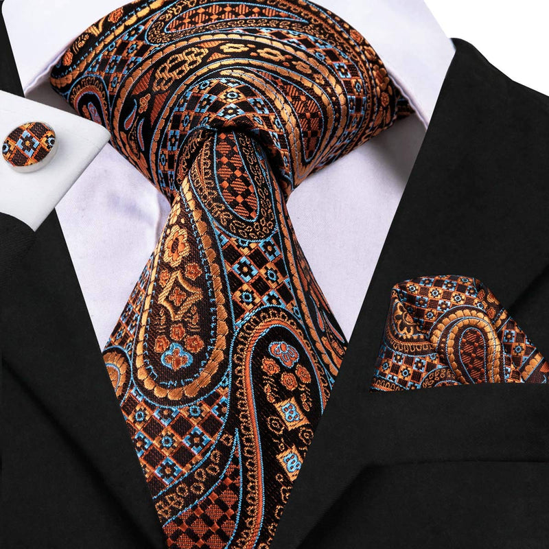 [Australia] - Dubulle Mens Paisely Silk Tie and Pocket Square Set Y-n-3078 