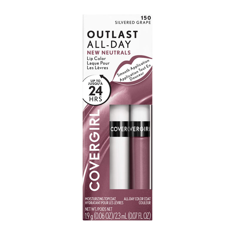 [Australia] - Covergirl Outlast All-Day Lip Color with Moisturizing Topcoat, New Neutrals Shade Collection, Silvered Grape, Pack of 1 150 Silvered Grape 