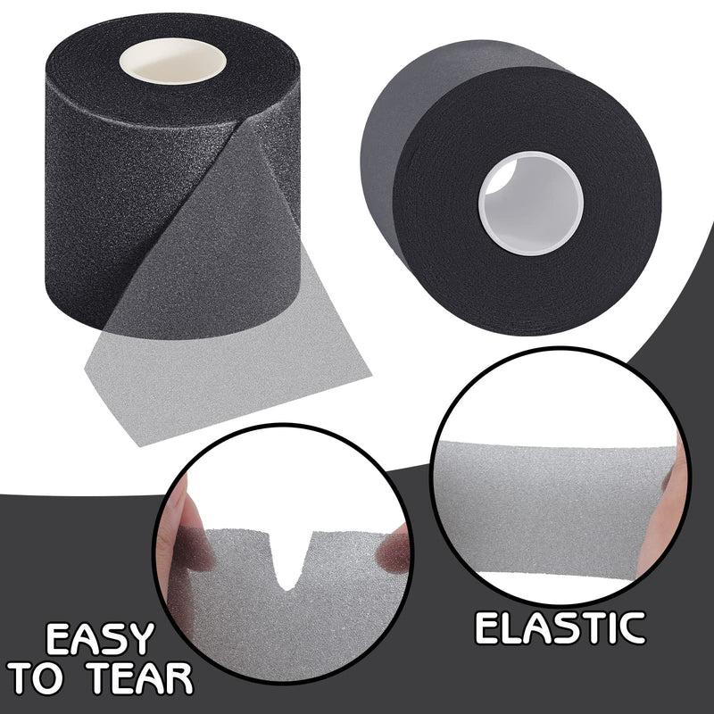 [Australia] - 12 Pieces Foam Prewrap Athletic Tape Sports Wraps Prewrap and Athletic Tape Pre Wrap Tape Breathable Sports Tape Pre Wrap for Running Hiking Hair (Black) Black 