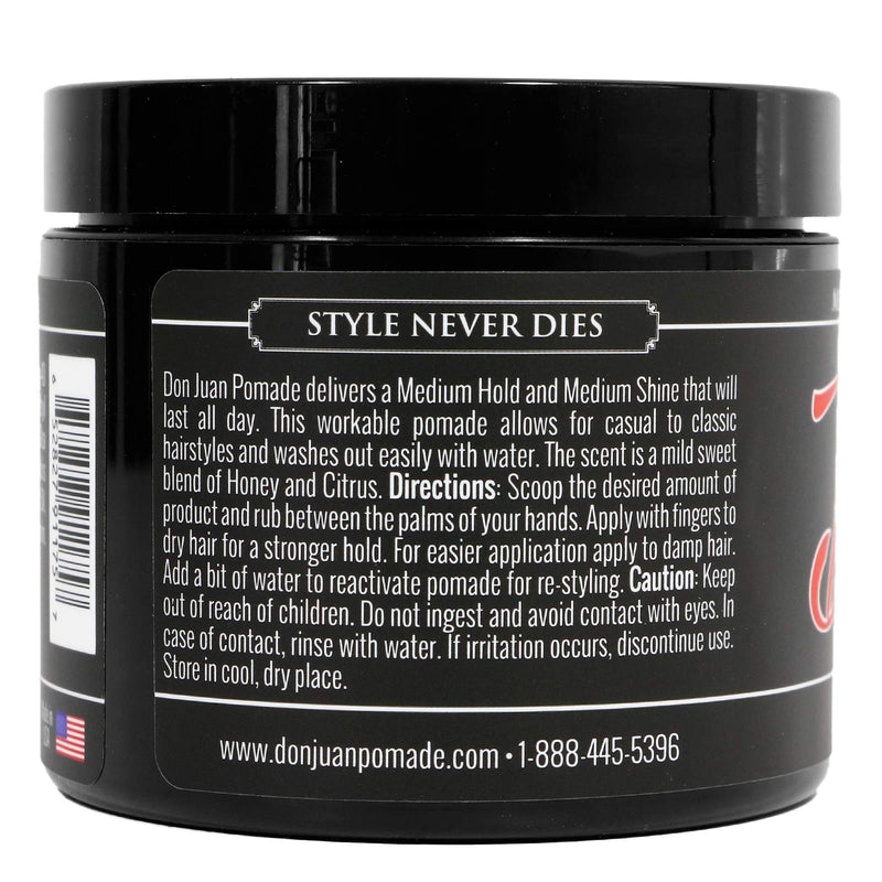 [Australia] - Don Juan Pomade 4oz - Medium High Hold - Medium Shine - Water Based - Honey Citrus Scent 