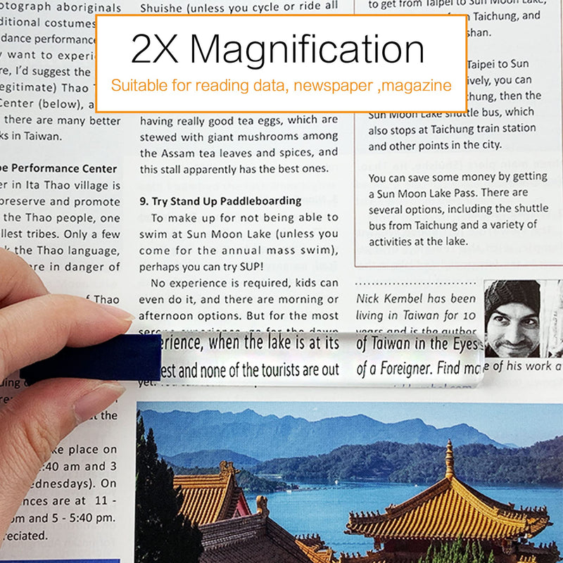 [Australia] - MagDepo Domed Bar Magnifier 3X 6 inch Optical Tool Bar Magnifying Glass with 1 Bonus 2X Bar Magnifier with Clip for Reading Small Prints, Books, and Maps 