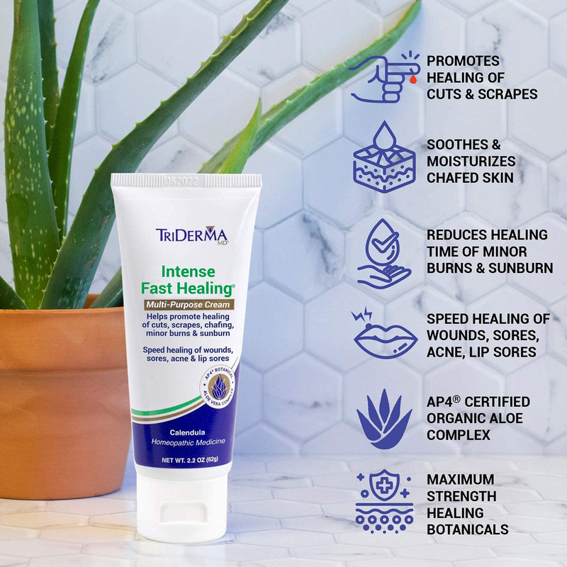 [Australia] - TriDerma Intense Fast Healing Multi-Purpose Cream for Cuts, Scrapes, Sores, Chafing, Minor Burns and Sunburn (2.2 oz Tube) 