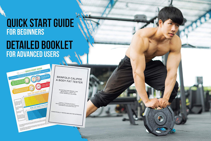 [Australia] - Lightstuff Precision Skinfold Caliper - Easy, Reliable Tool for Monitoring Body Fat - Quick Start Guide for Beginners, Detailed Booklet for Advanced Users - Measures up to 80mm in Skin Fold Thickness 