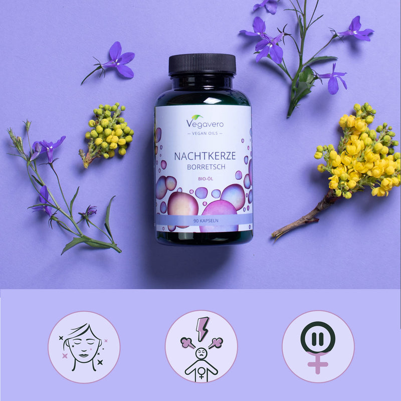 [Australia] - Organic Evening Primrose Oil Vegavero� | with Organic Borage Seed Oil| Cold-Pressed | 90 GreenCaps� Capsules | NO Additives | Rich in Linoleic Acid, Omega 3 & GLA | Vegan 